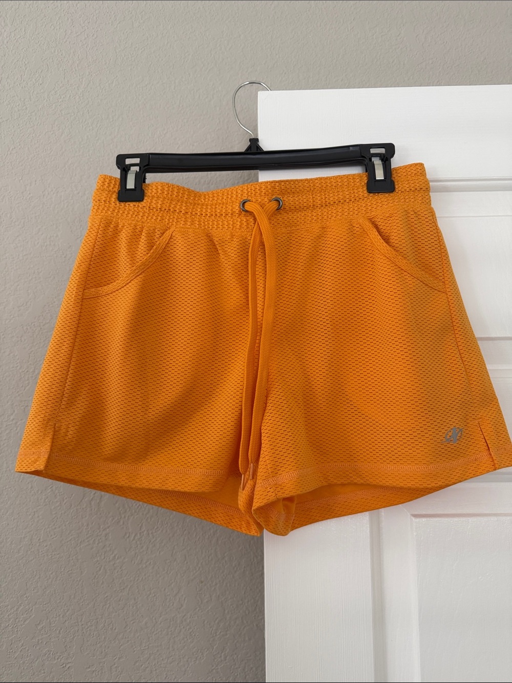 Bright Orange Athletic Shorts with Textured Waistband